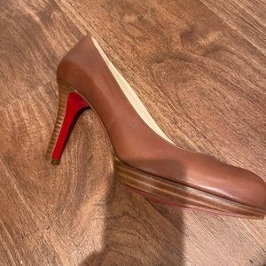 Christian Louboutin brown leather platform heels